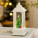 Christmas Lantern Battery-Operated Warm LED Glow & Snow Scene