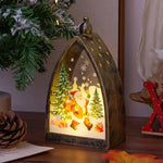 Christmas Lantern Built-In LED Santa Scene