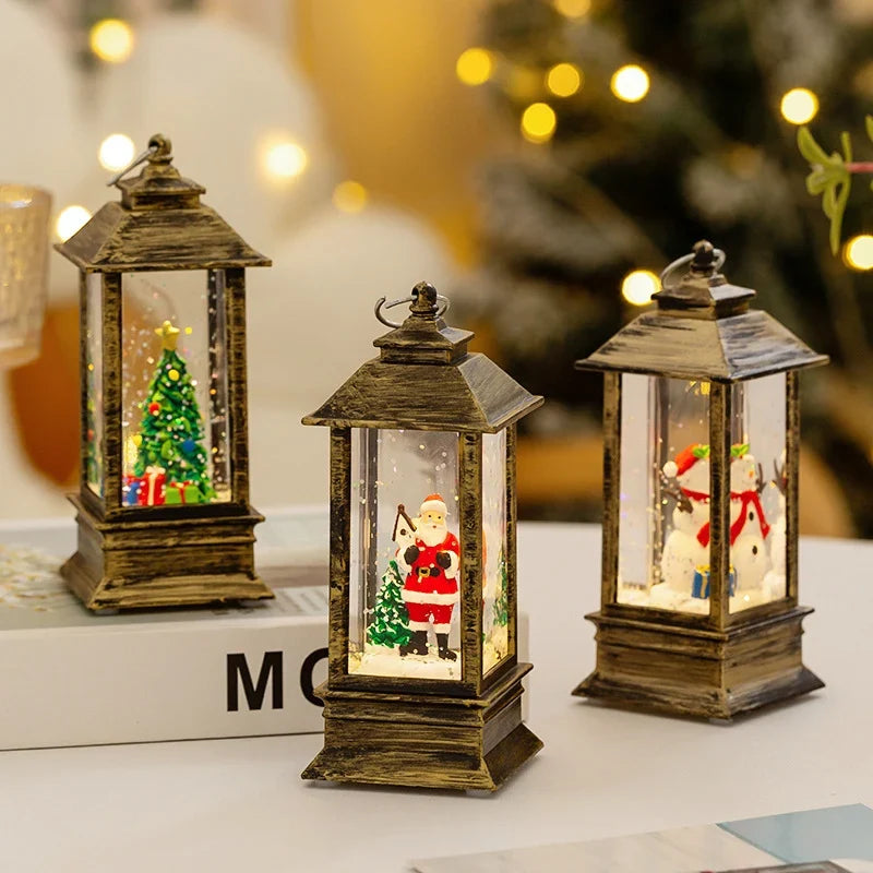 Christmas Lantern Built-In LED & Snow Effect Battery-Free