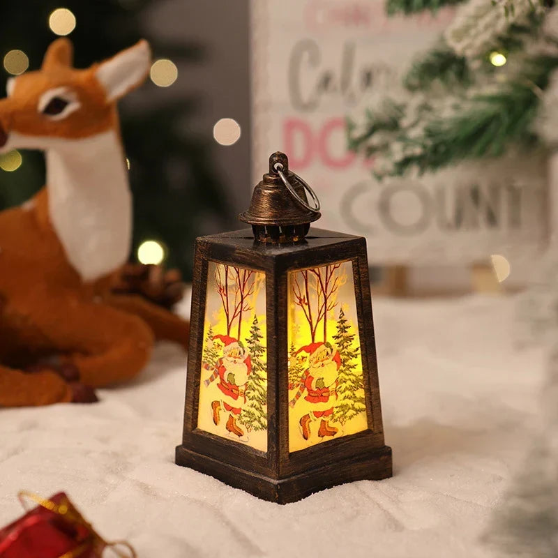 Christmas Lantern Built-In Warm White LED Winter Motifs