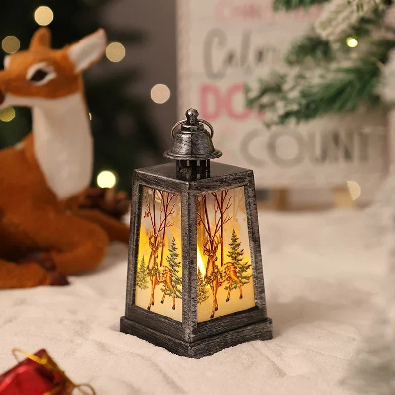 Christmas Lantern Built-In Warm White LED Winter Motifs