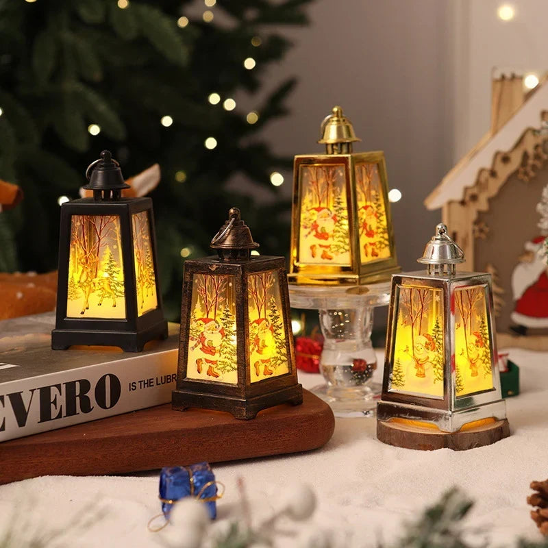 Christmas Lantern Built-In Warm White LED Winter Motifs