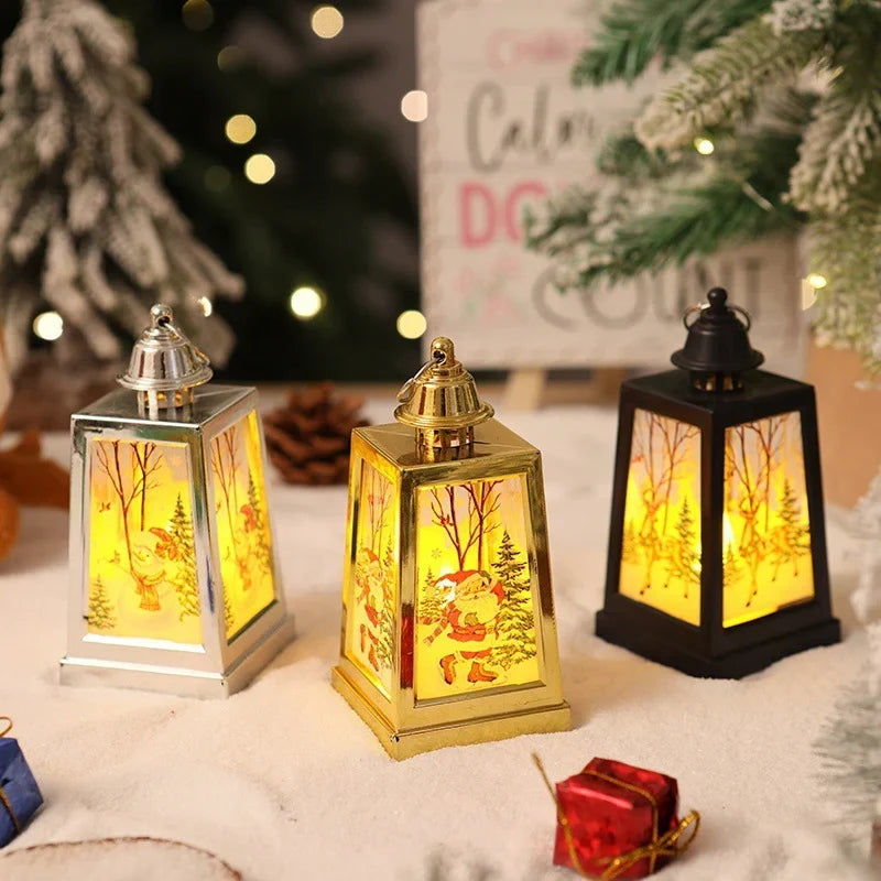 Christmas Lantern Built-In Warm White LED Winter Motifs