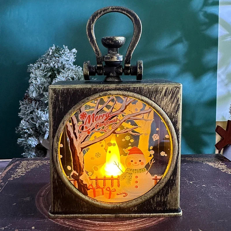 Christmas Lantern Flameless Warm LED Durable Metal