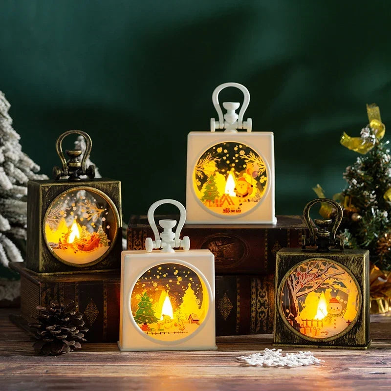 Christmas Lantern Flameless Warm LED Durable Metal
