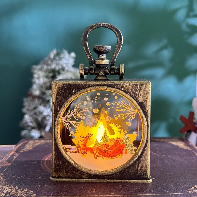 Christmas Lantern Flameless Warm LED Durable Metal