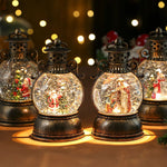 Christmas Lantern Glass Dome Winter Scene Battery-Powered LED