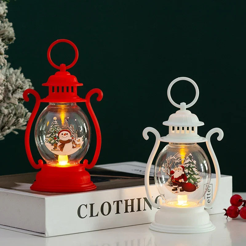 Christmas Lantern Glass & Metal Warm Light