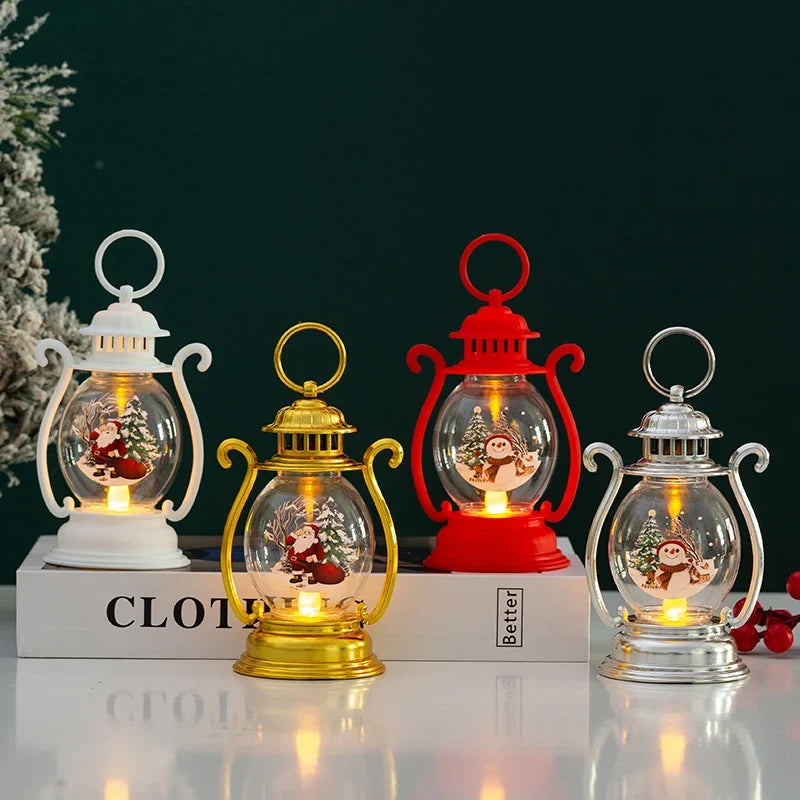Christmas Lantern Glass & Metal Warm Light