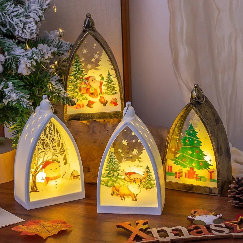 Christmas Lantern Integrated LED Festive Santa Scene