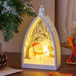 Christmas Lantern Integrated LED Santa & Snow Scene