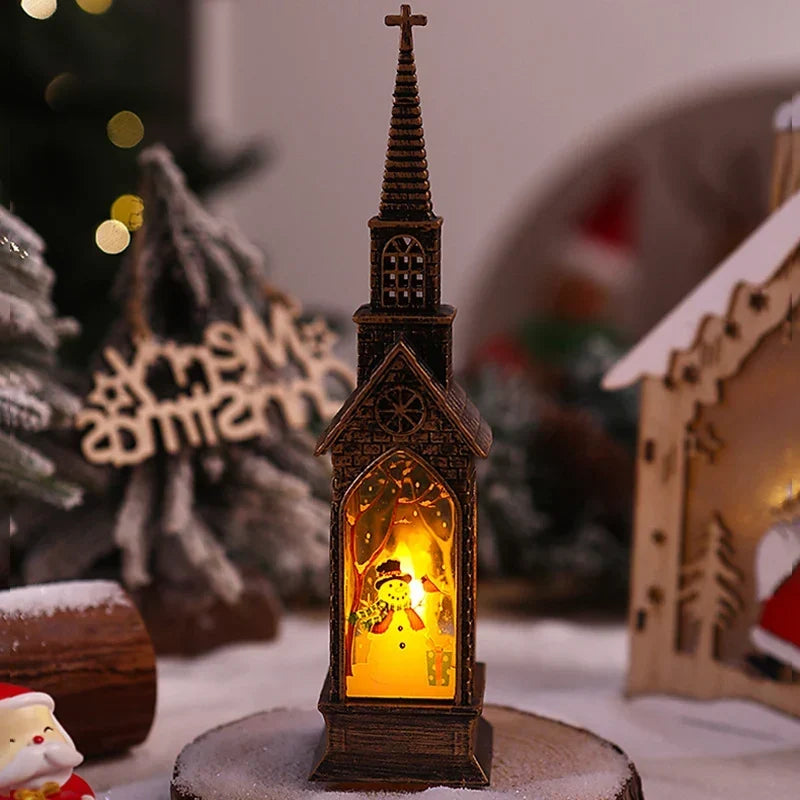 Christmas Lantern Movable Santa & Warm White LED