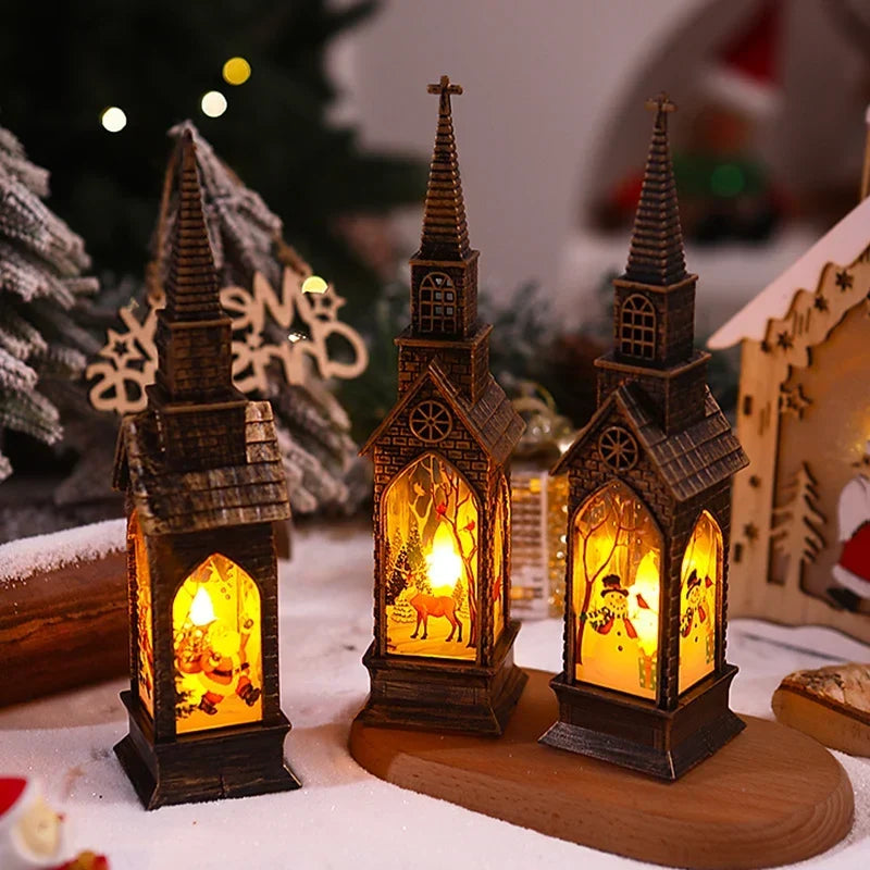 Christmas Lantern Movable Santa & Warm White LED