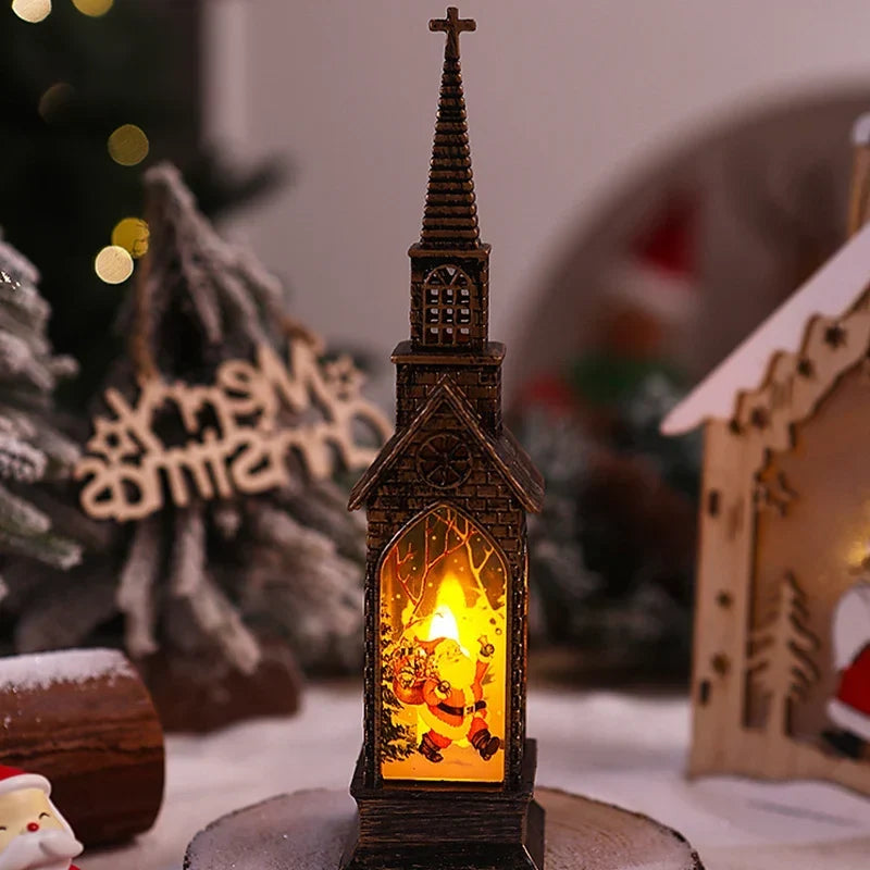Christmas Lantern Movable Santa & Warm White LED