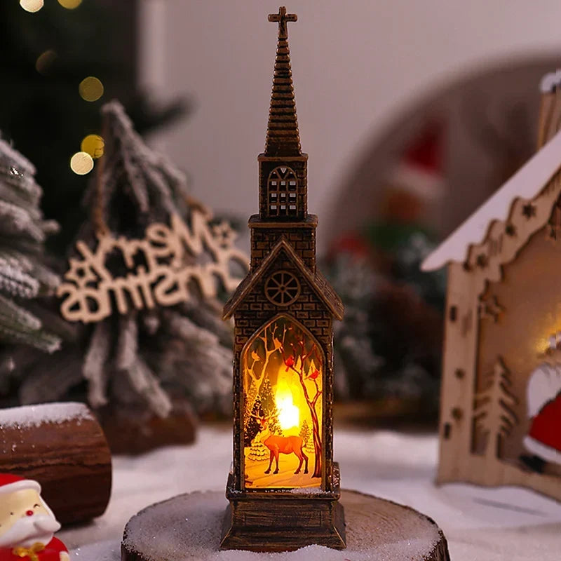Christmas Lantern Movable Santa & Warm White LED