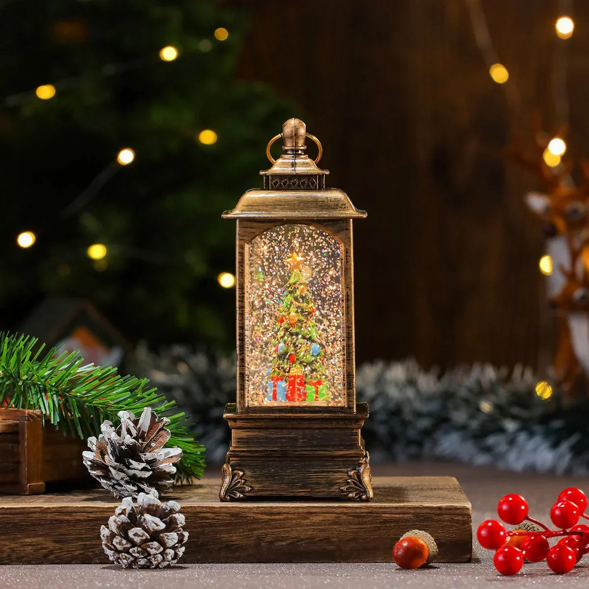 Christmas Lantern Musical Warm-Glow LED Battery-Powered