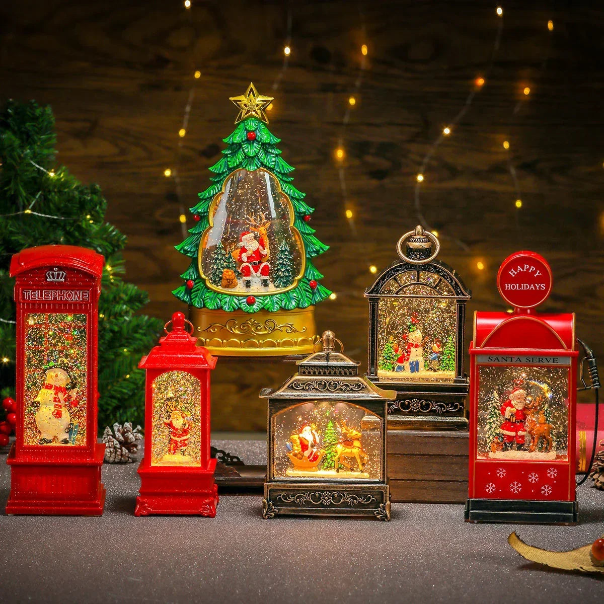 Christmas Lantern Musical Warm-Glow LED Battery-Powered