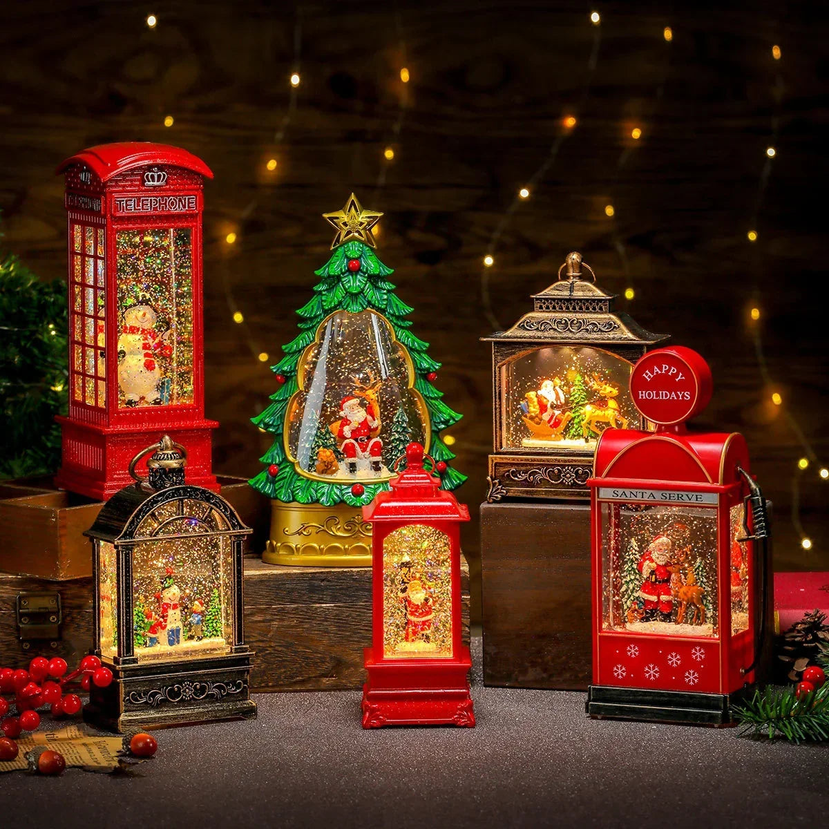 Christmas Lantern Musical Warm-Glow LED Battery-Powered