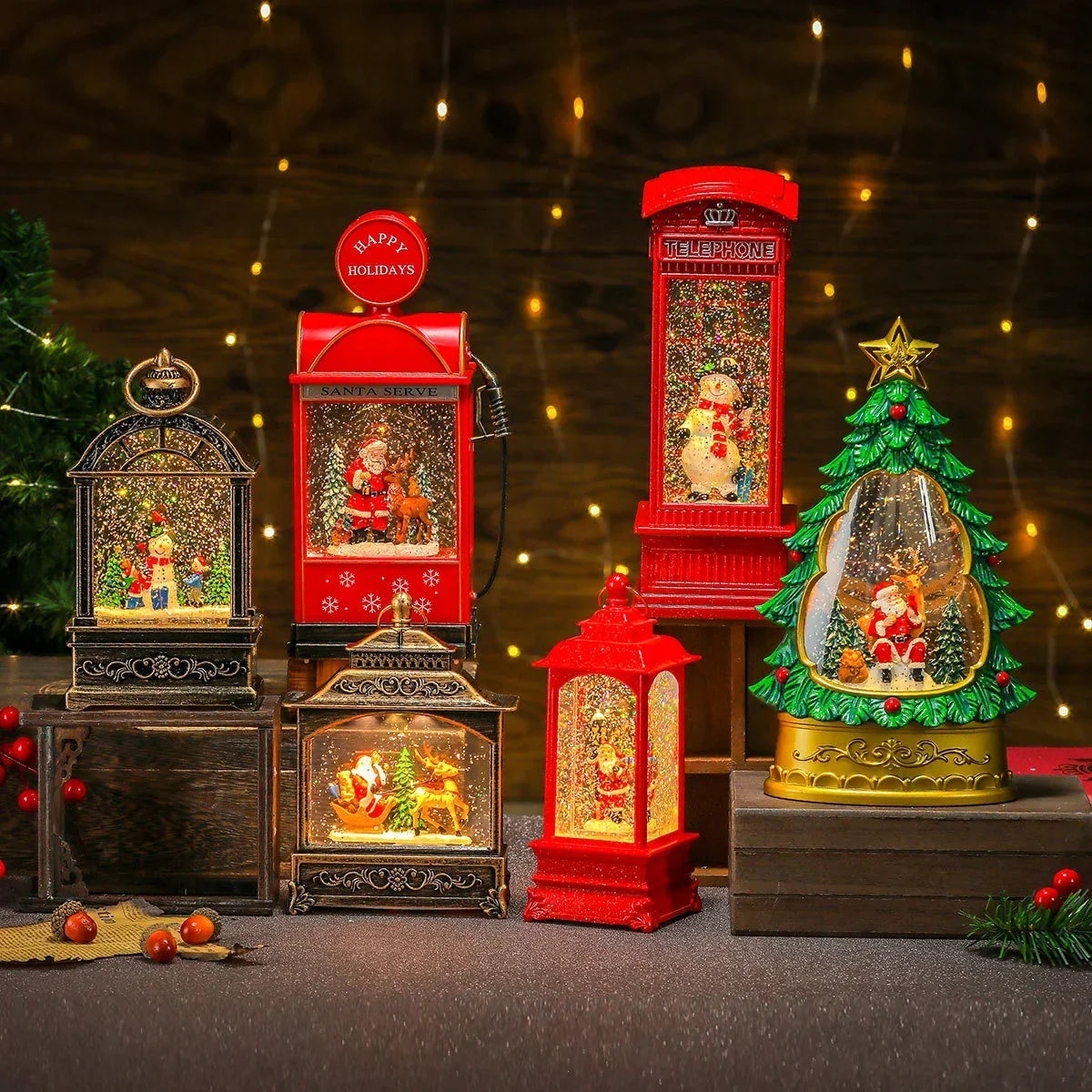 Christmas Lantern Musical Warm-Glow LED Battery-Powered