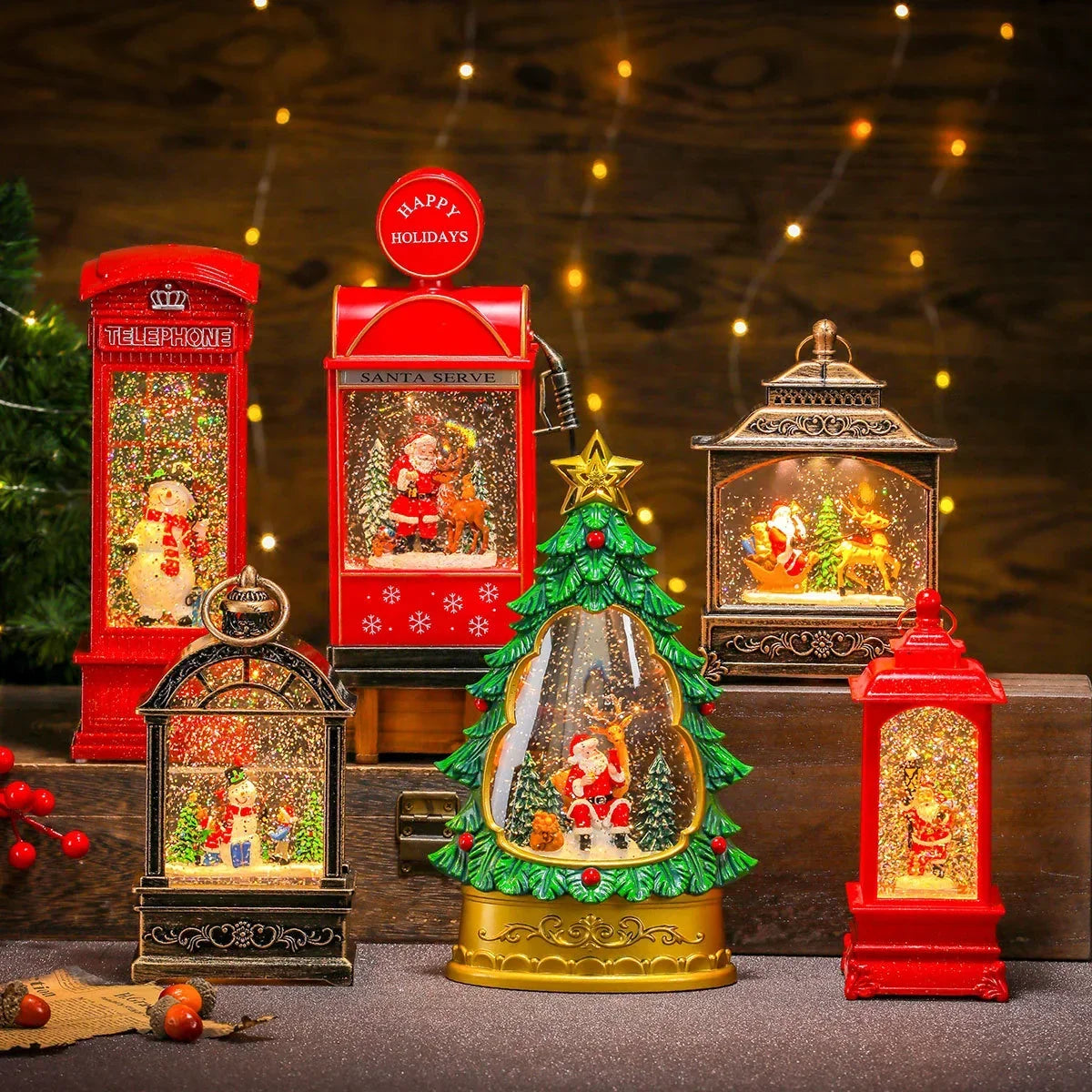 Christmas Lantern Musical Warm-Glow LED Battery-Powered