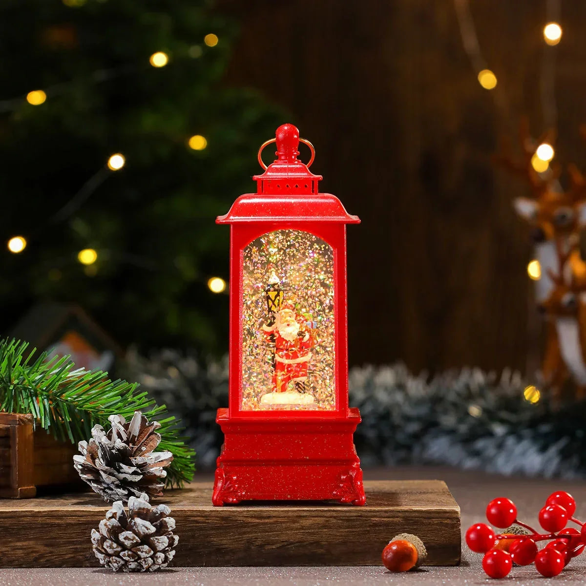 Christmas Lantern Musical Warm-Glow LED Battery-Powered