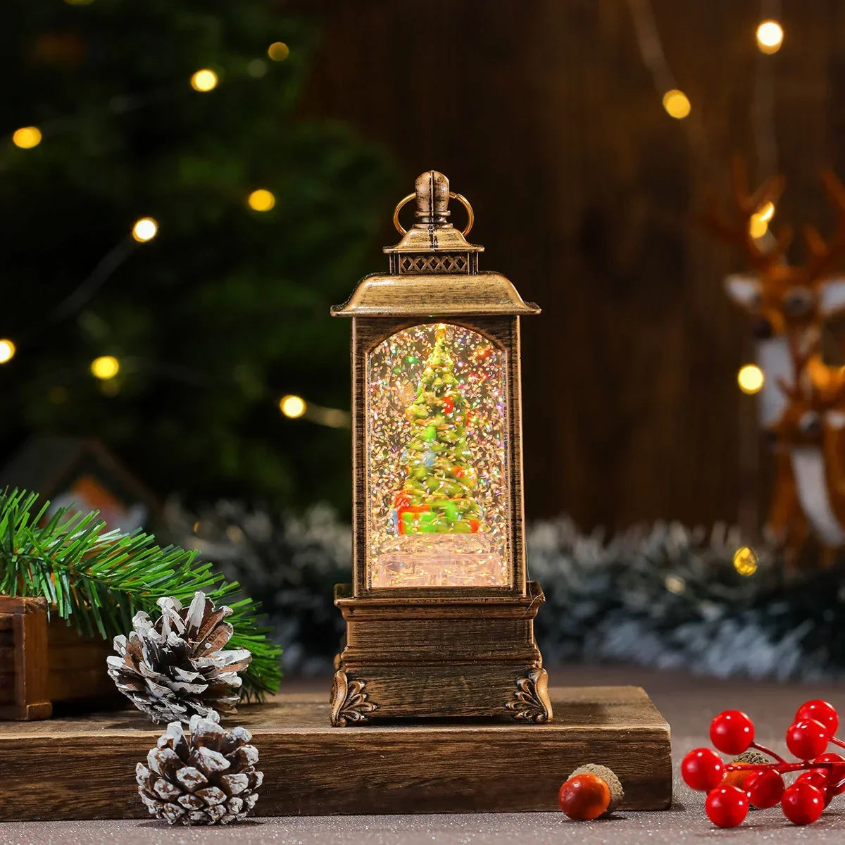 Christmas Lantern Musical Warm-Glow LED Battery-Powered
