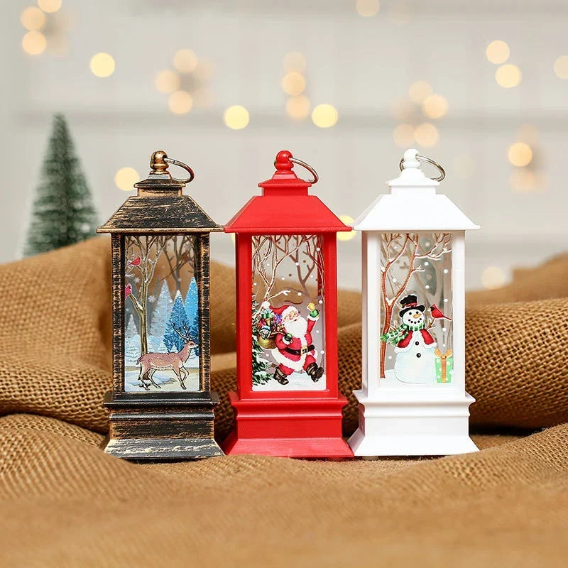 Christmas Lantern Santa Motif Warm Ambient Glow