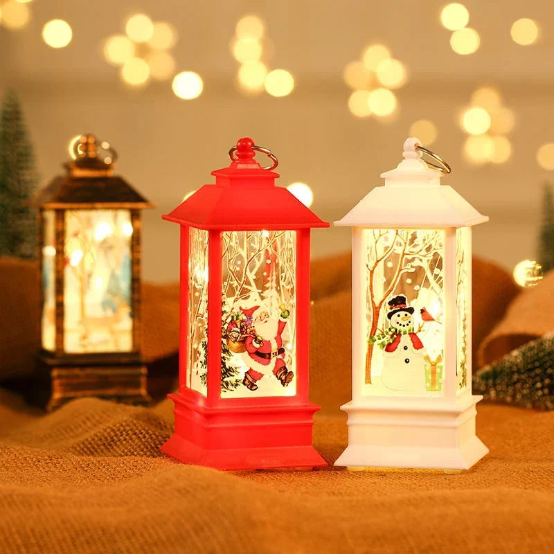 Christmas Lantern Santa Motif Warm Ambient Glow