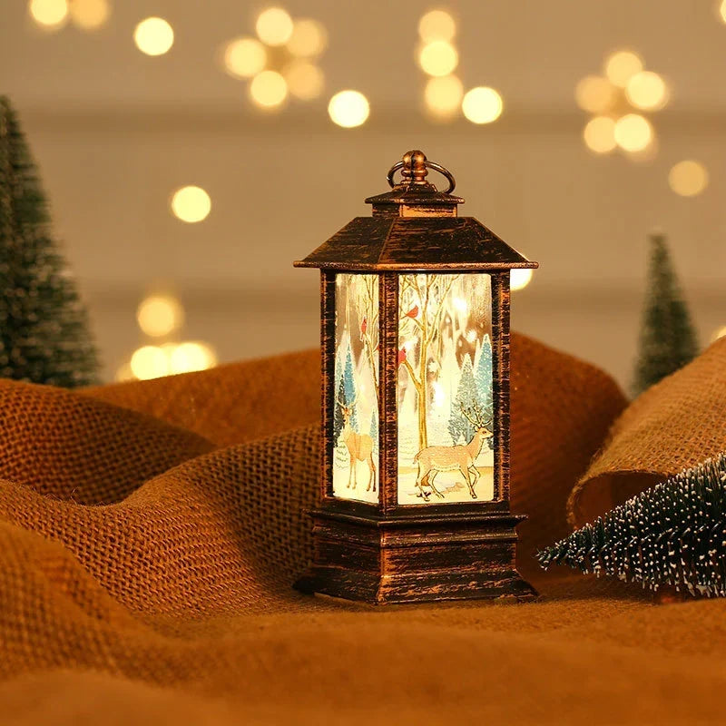 Christmas Lantern Santa Motif Warm Ambient Glow