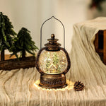 Christmas Lantern Snow Globe Warm LED Metal & Glass