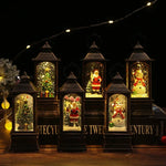 Christmas Lantern Snowman Motif Warm LED Tabletop
