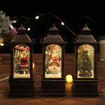 Christmas Lantern Snowman Motif Warm LED Tabletop