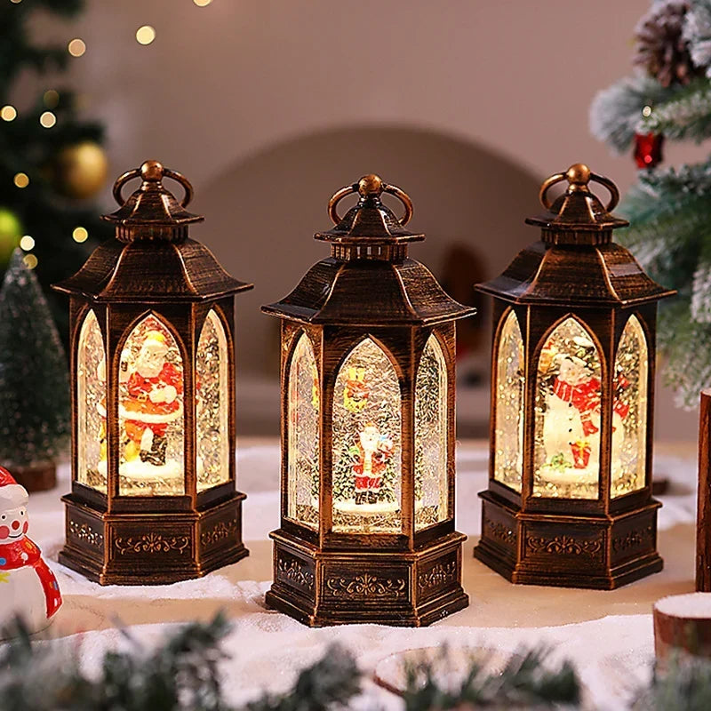Christmas Lantern Snowman Scene Built-In Warm White LED