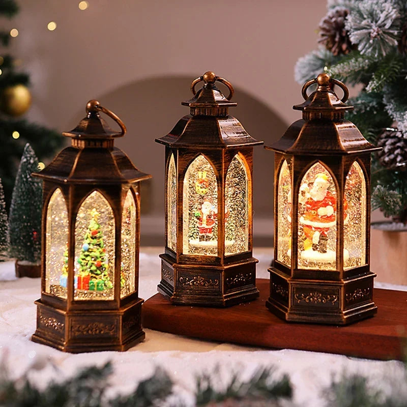 Christmas Lantern Snowman Scene Built-In Warm White LED