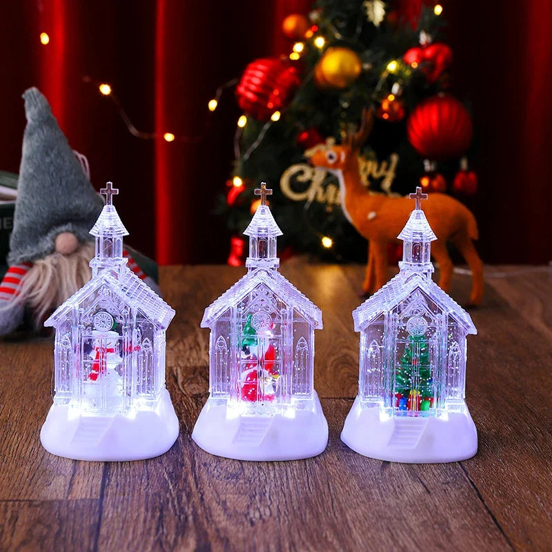 Christmas Lantern Snowman Scene Warm White LED Battery Free