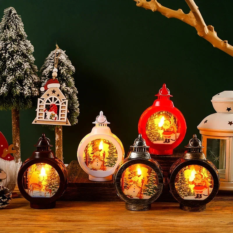 Christmas Lantern Soft LED Flameless Deer Scene