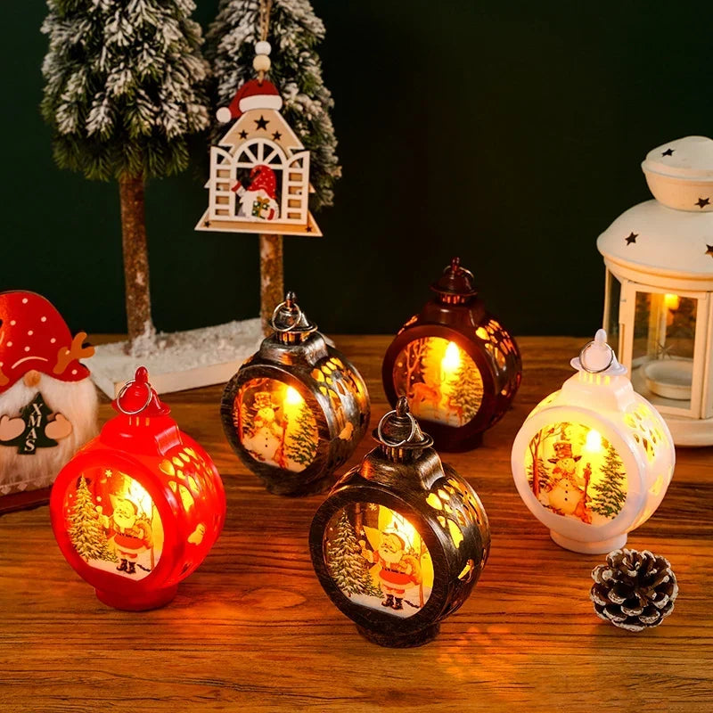 Christmas Lantern Soft LED Flameless Deer Scene