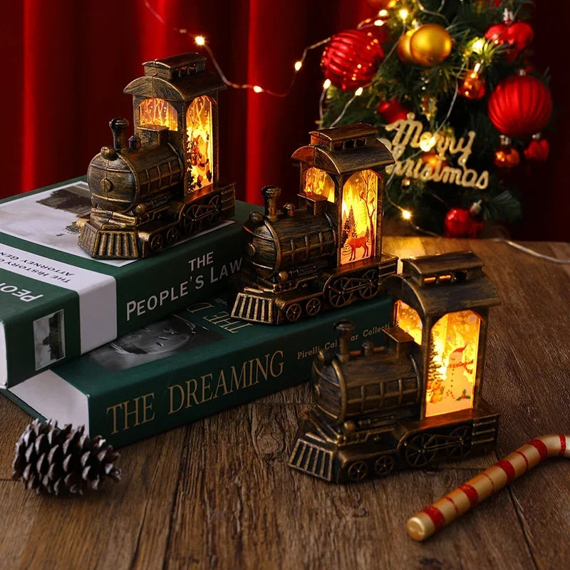 Christmas Lantern Train Scene Integrated Warm Light