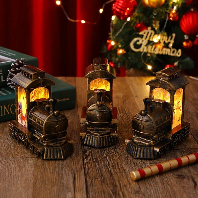 Christmas Lantern Train Scene Integrated Warm Light