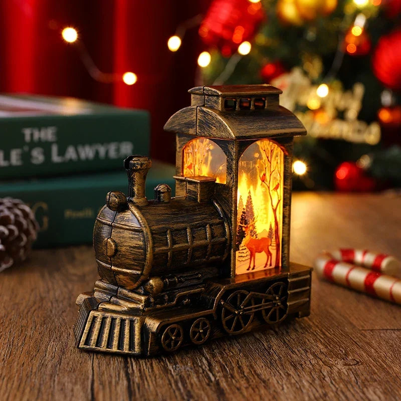 Christmas Lantern Train Scene Integrated Warm Light