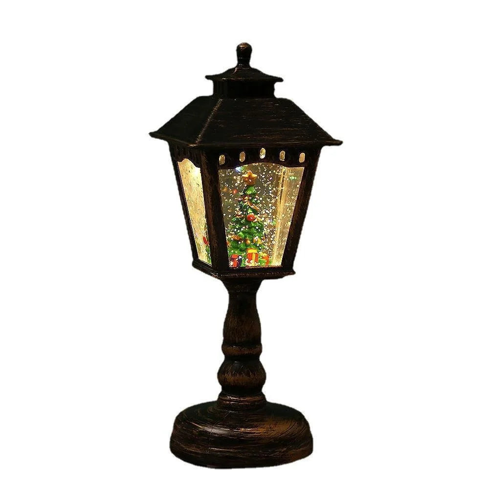 Christmas Lantern Vintage Illuminated Santa Figurine Indoor & Outdoor