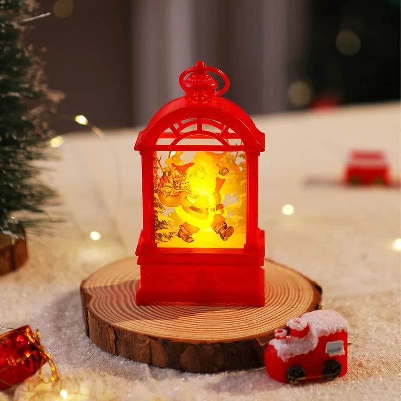 Christmas Lantern Warm Internal Lighting Santa Motif