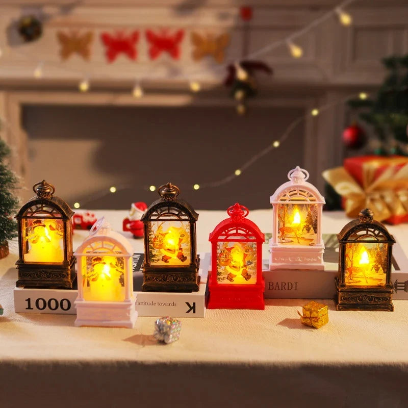 Christmas Lantern Warm Internal Lighting Santa Motif