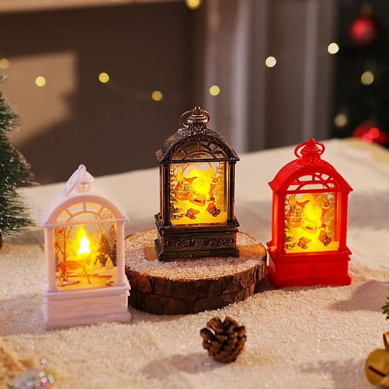 Christmas Lantern Warm Internal Lighting Santa Motif
