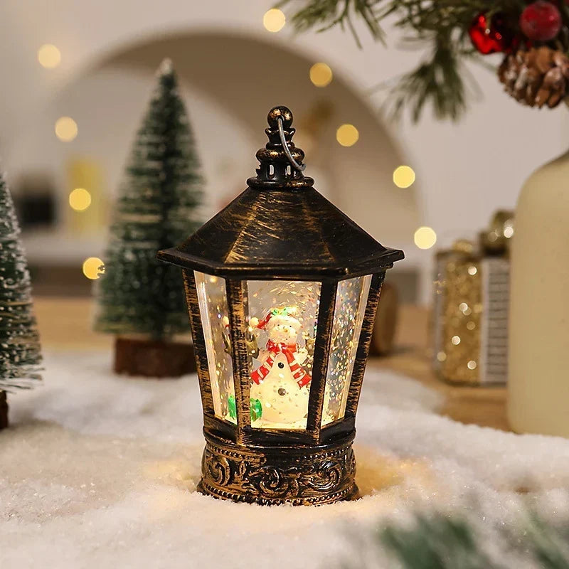 Christmas Lantern Warm LED Santa Motif Hanging Hook