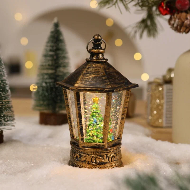 Christmas Lantern Warm LED Santa Motif Hanging Hook