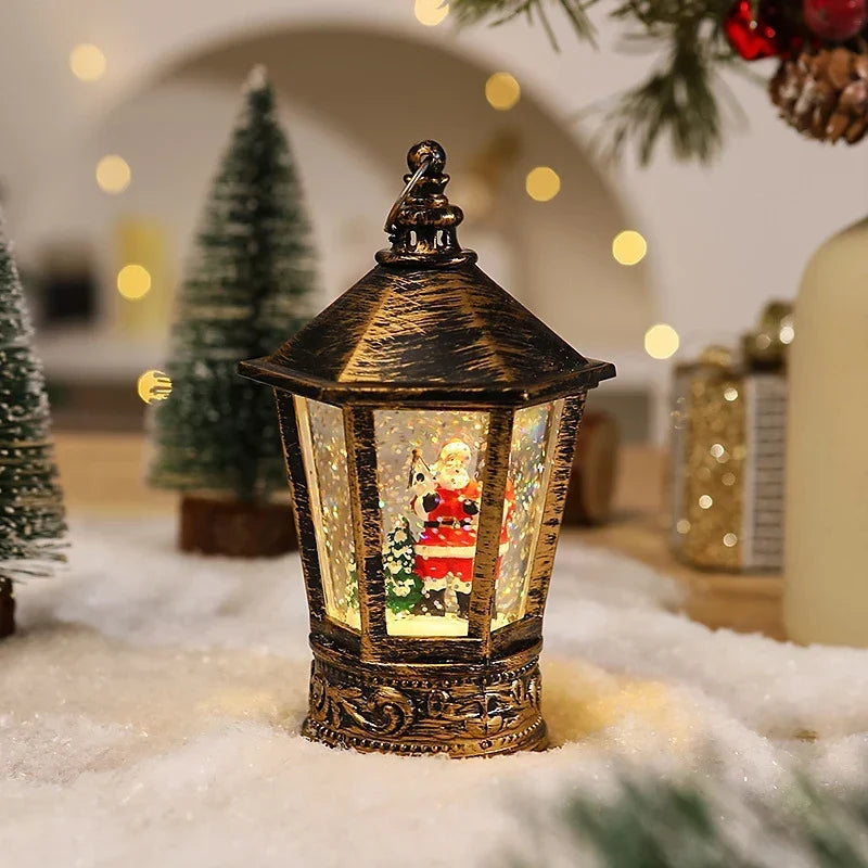 Christmas Lantern Warm LED Santa Motif Hanging Hook