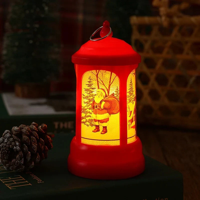 Christmas Lantern Warm LED Santa Motif Hanging Hook
