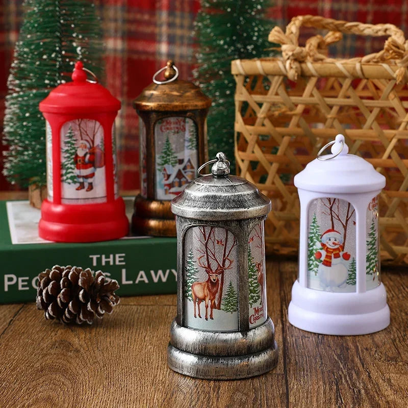 Christmas Lantern Warm LED Santa Motif Hanging Hook