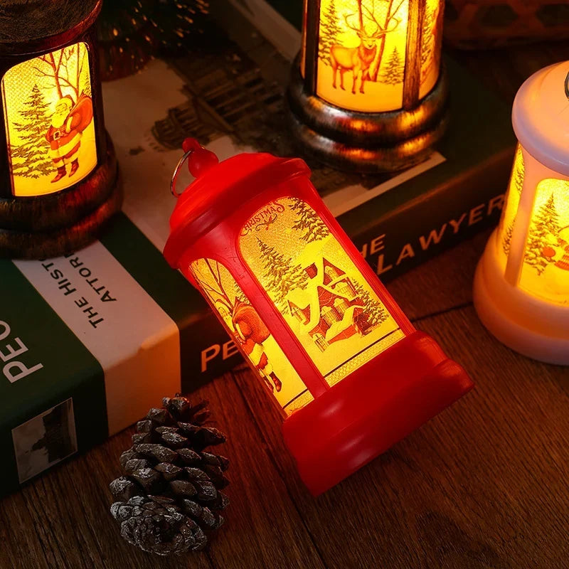 Christmas Lantern Warm LED Santa Motif Hanging Hook